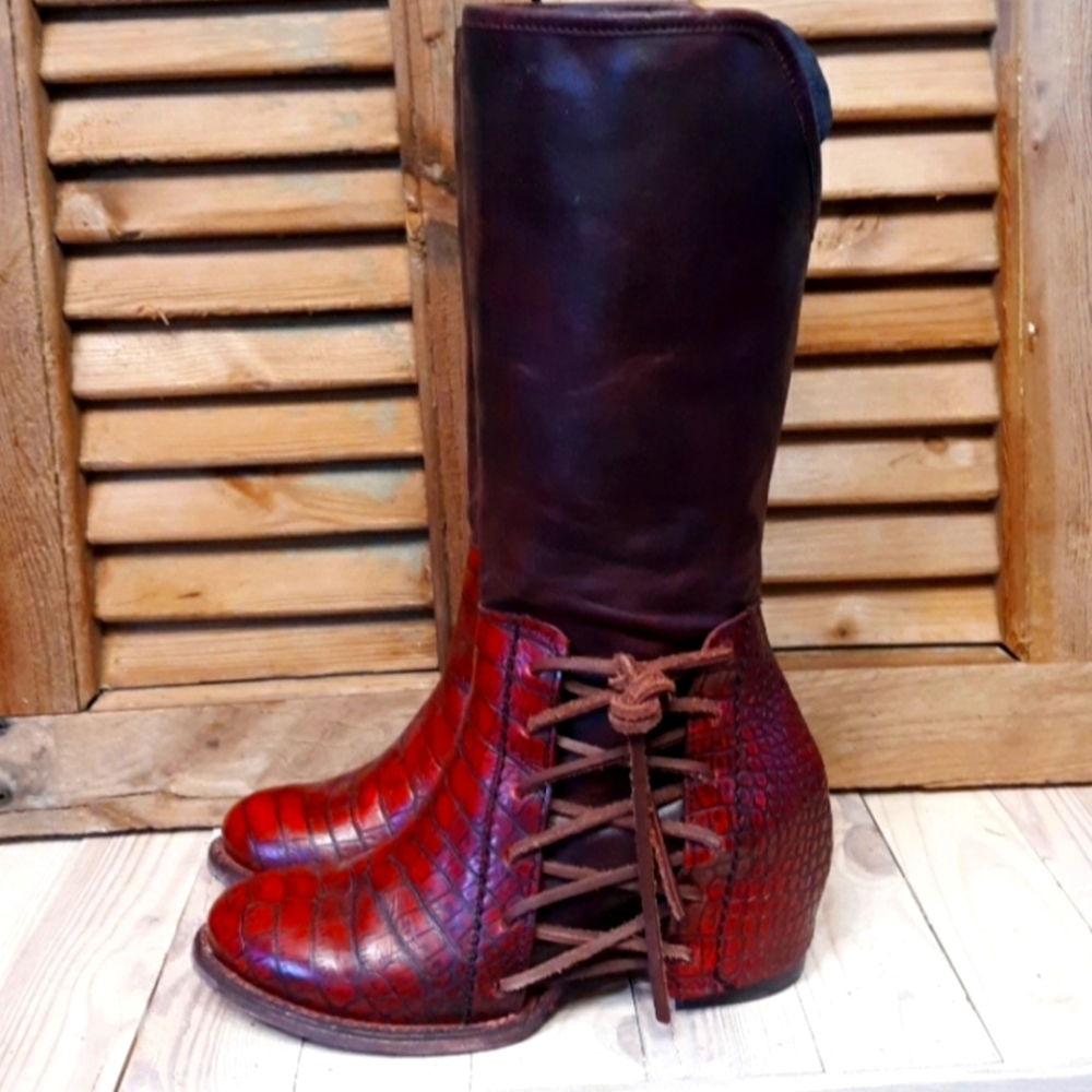 FREEBIRD By Steven Castle Wine Leather Boots